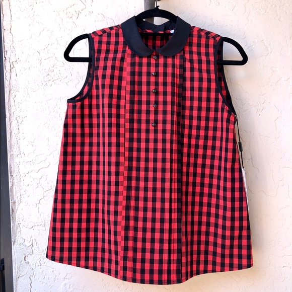 NWT Missoni Red and Black Scallop Collar Blouse - Picture 1 of 7